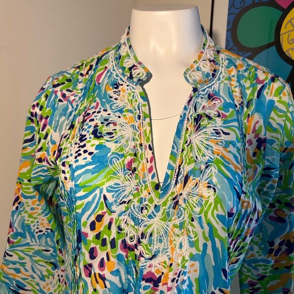 Lilly Pulitzer Beaded Sea Soirée Saratoga Tunic Top Size M - Picture 8 of 8
